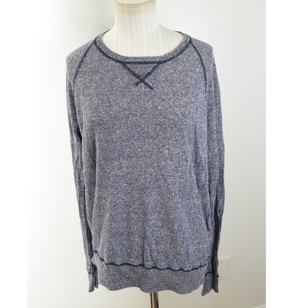 Alex Mill Sweater Large Blue Linen Cotton Marl Raglan Crew Neck Mens Pullover